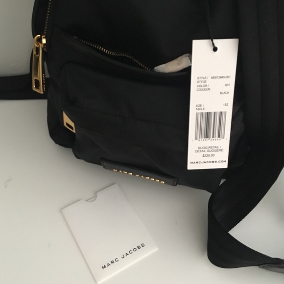 Marc Jacobs Mini Varsity Nylon Backpack Black Gold - Picture 7 of 8